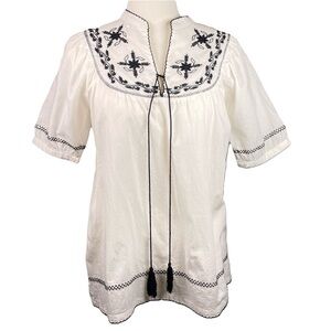 Ellison Embroidered Boho Blouse Women’s Size Small 100% Cotton